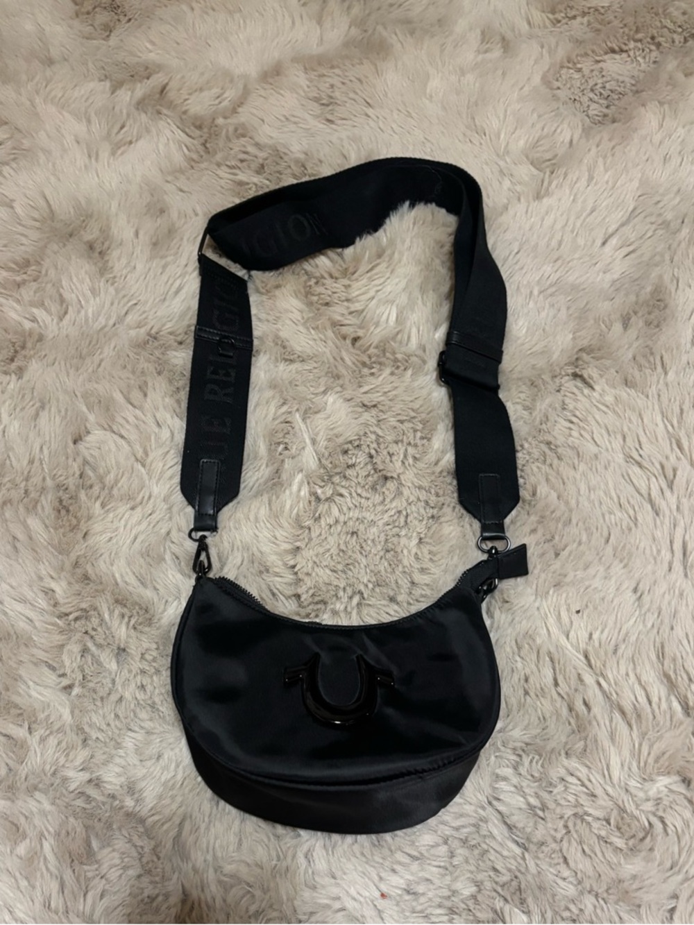 True Religion Black Crossbody Bag with Wide Strap
